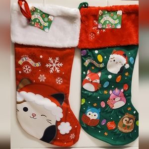 Squishmallow SET of TWO Christmas Cam Stocking Sock Canada 20" NWT